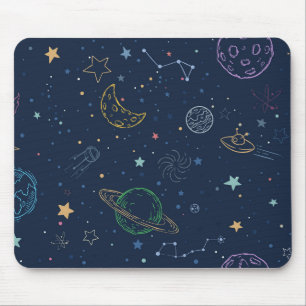 Outer space elements pattern mouse mat