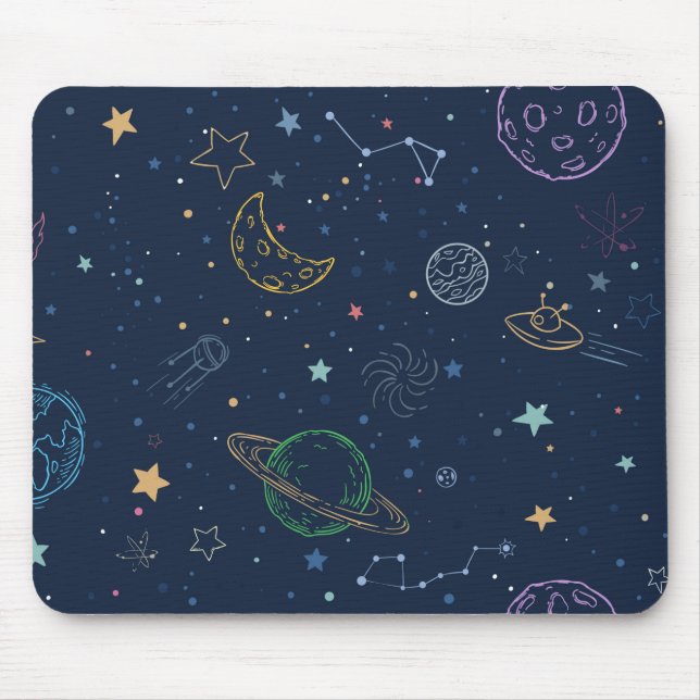 Outer space elements pattern mouse mat (Front)