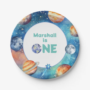 Outer Space First Birthday Party Galaxy Planets Paper Plate