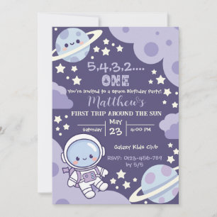 outer space First Trip 1st birthday boy Invitation