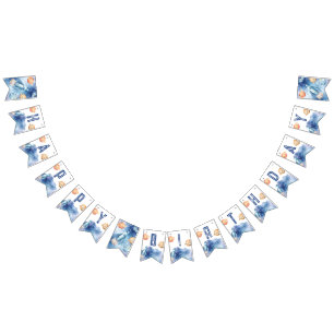 Outer Space First trip around the sun Boy birthday Bunting
