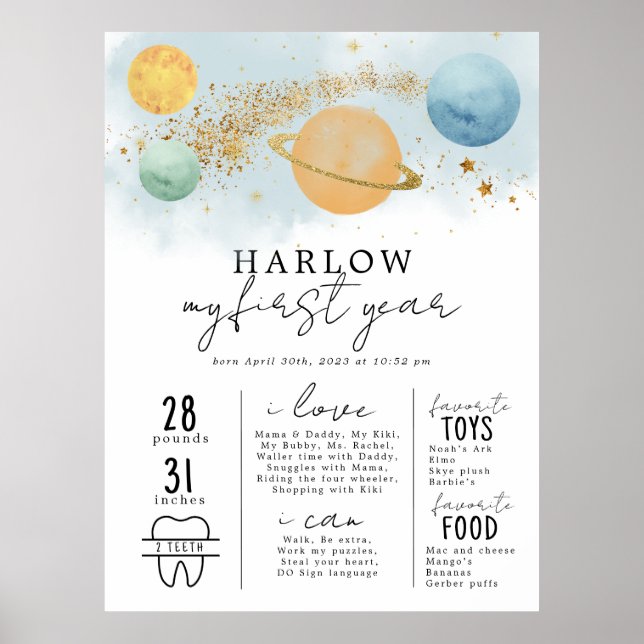 Outer Space First trip around the sun Milestone  Poster (Front)