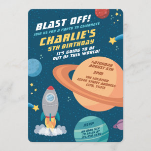 Outer Space Fun birthday invitation