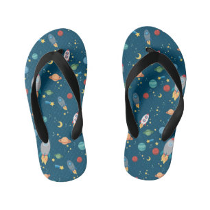 Outer Space Fun kids flip flops