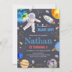 Outer Space Galaxy Birthday Invitation
