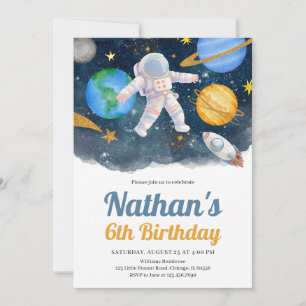 Outer Space Galaxy Birthday Invitation
