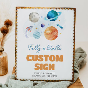 Outer Space Galaxy Birthday Party Table Sign