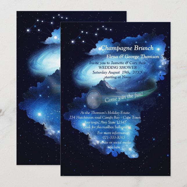 Outer Space Galaxy Couple Shower Invitation (Front/Back)