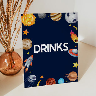 Outer Space Galaxy Drinks Drink Table Party Sign