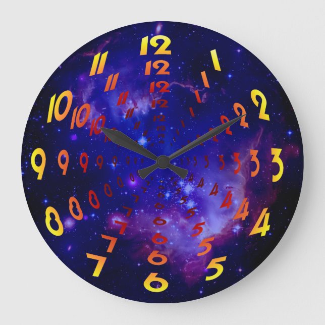 Outer Space Galaxy / Nebula Wormhole Numbers Large Clock (Front)