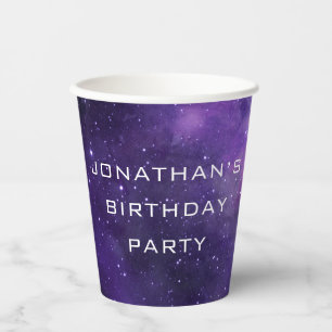 Outer Space Galaxy Party Kids Astronomy Birthday Paper Cups