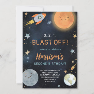 Outer Space Galaxy Planets Birthday Invitation