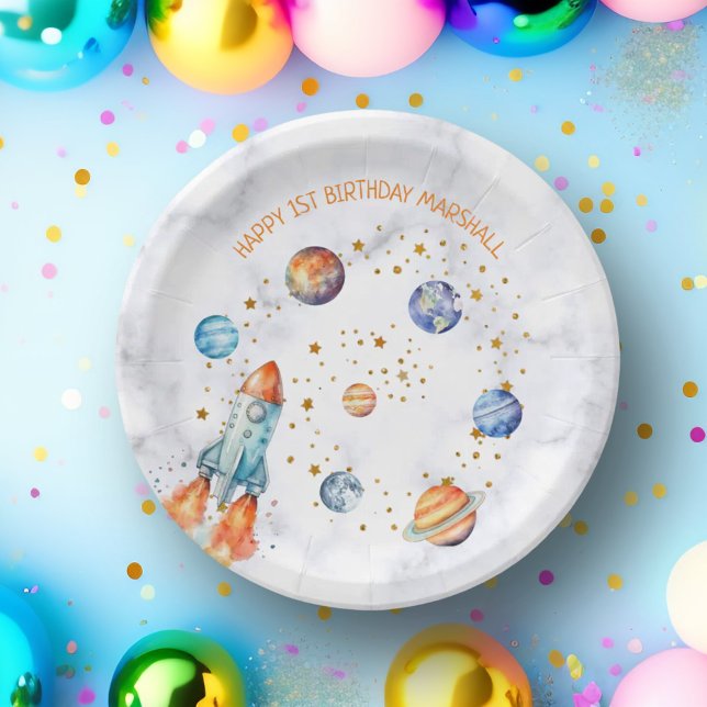 Outer Space Galaxy Planets Solar System Birthday Paper Plate (Outer Space Galaxy Planets Solar System Birthday Paper Plates)