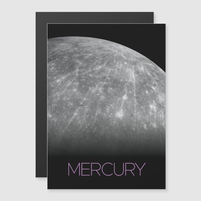 Outer Space, Galaxy, Solar System, Planet Mercury Magnetic Invitation (Front/Back)