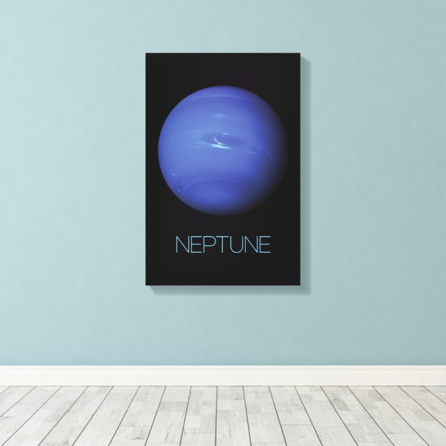 Outer Space, Galaxy, Solar System, Planet Neptune Canvas Print (Insitu(Wood Floor))