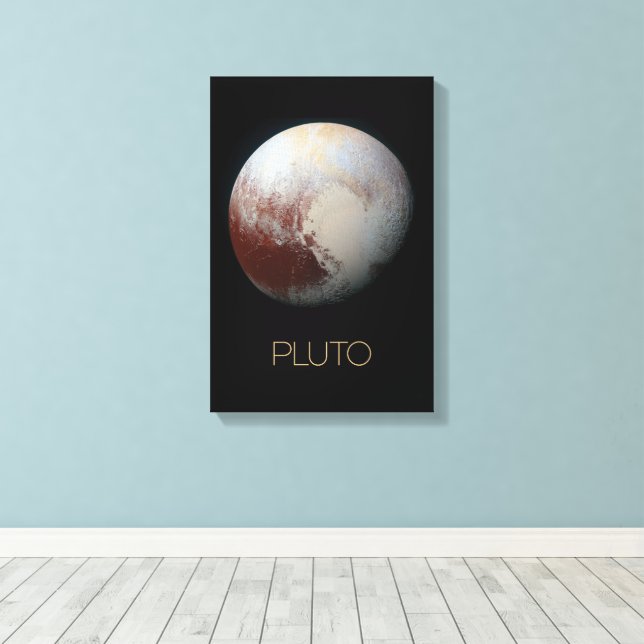 Outer Space, Galaxy, Solar System, Planet Pluto Canvas Print (Insitu(Wood Floor))