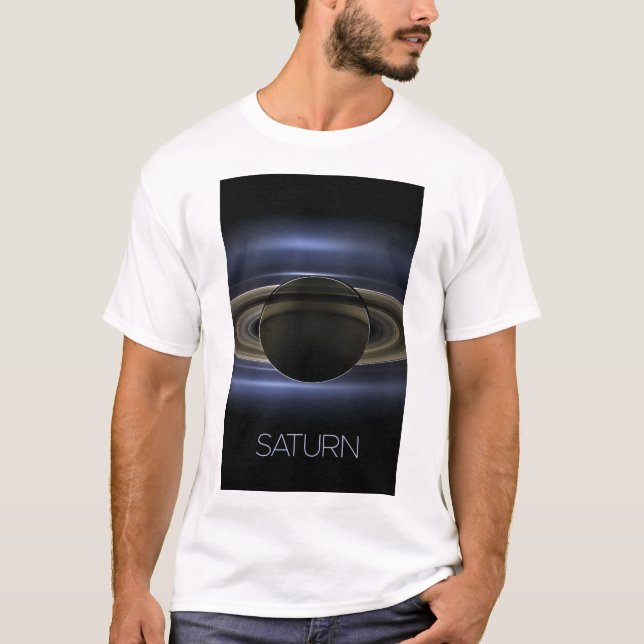 Outer Space, Galaxy, Solar System, Planet Saturn T-Shirt (Front)