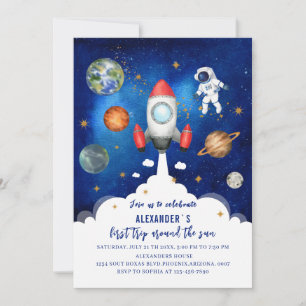 Outer Space Galaxy Starry first celebrate baby sho Invitation