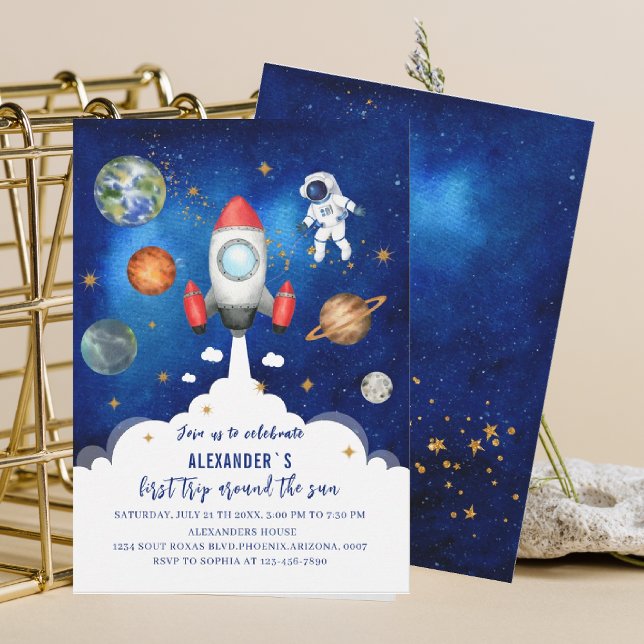 Outer Space Galaxy Starry first celebrate baby sho Invitation (Creator Uploaded)