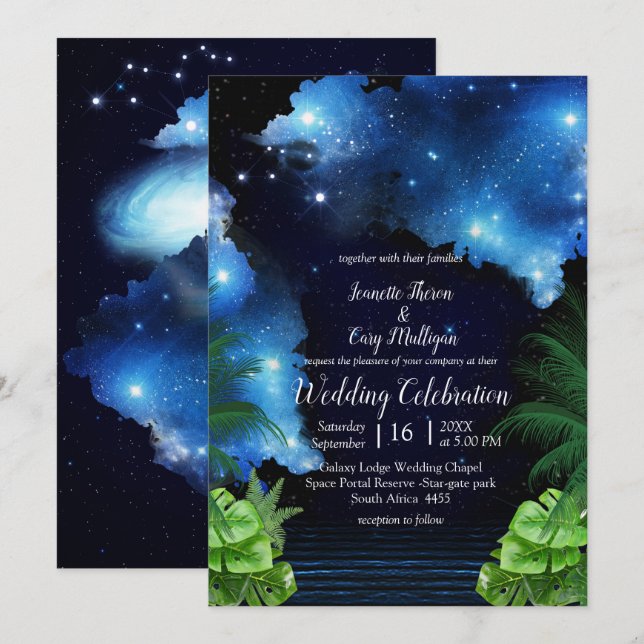 Outer Space Galaxy Wedding Invitation (Front/Back)