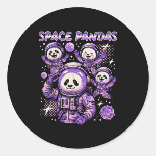 Outer Space Giant Pandas Moon Planets Galaxy Scien Classic Round Sticker