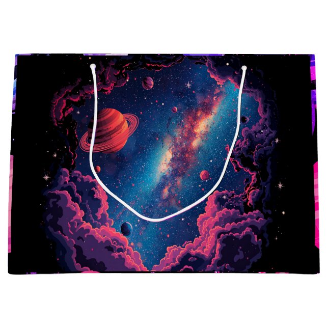 Outer Space Gift Bag  Celestial Galaxy Stars  (Front)