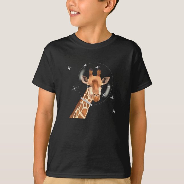 Outer Space Giraffe And Stars T-Shirt (Front)