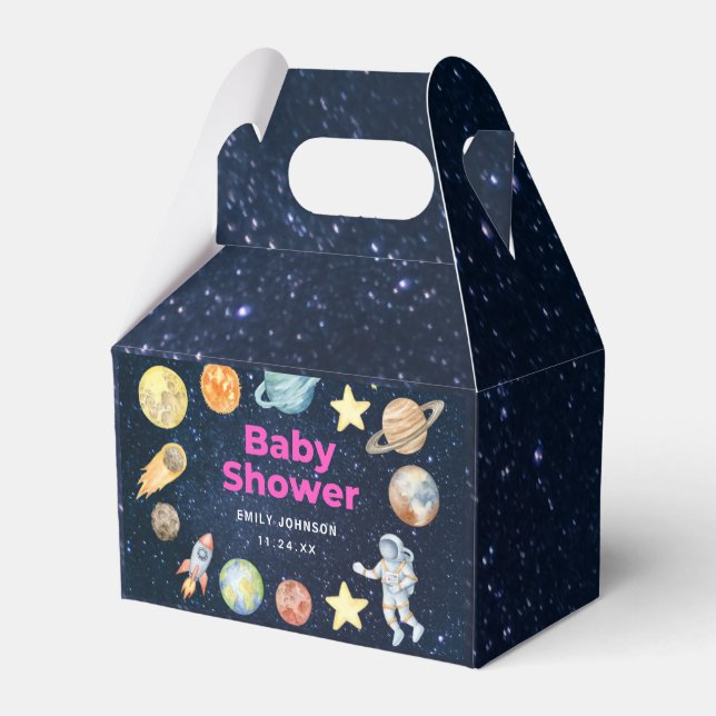 Outer Space Girl Baby shower Favour Box (Front Side)
