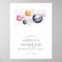 Outer Space Girl Birthday Galaxy Planets Welcome