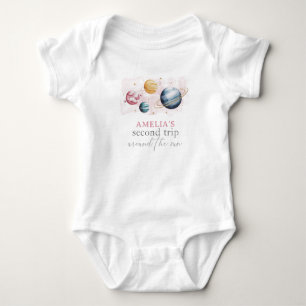 Outer Space Girl Birthday Galaxy Stars Planets Baby Bodysuit