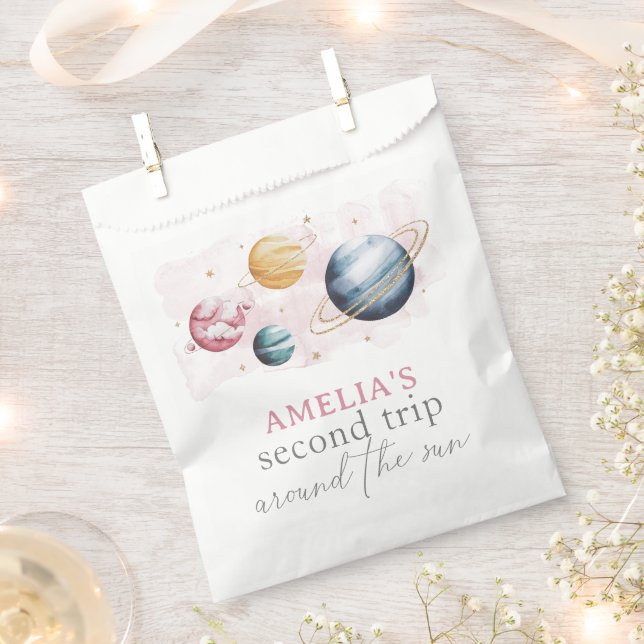 Outer Space Girl Birthday Galaxy Stars Planets Favour Bags (Clipped)