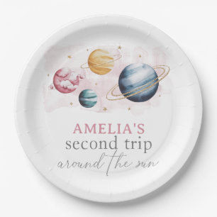 Outer Space Girl Birthday Galaxy Stars Planets Paper Plate