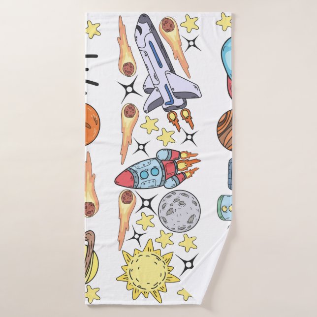 Outer Space: Hand-Drawn Vintage Doodles Bath Towel (Bath Towel)