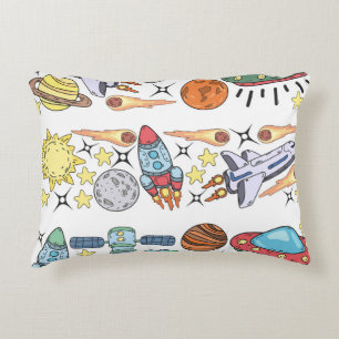Outer Space: Hand-Drawn Vintage Doodles Decorative Cushion