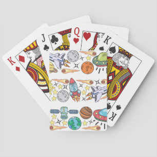 Outer Space: Hand-Drawn Vintage Doodles Playing Cards