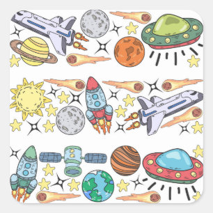 Outer Space: Hand-Drawn Vintage Doodles Square Sticker