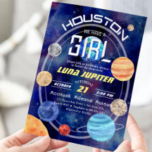 Outer Space Houston Solar System Baby Girl Shower