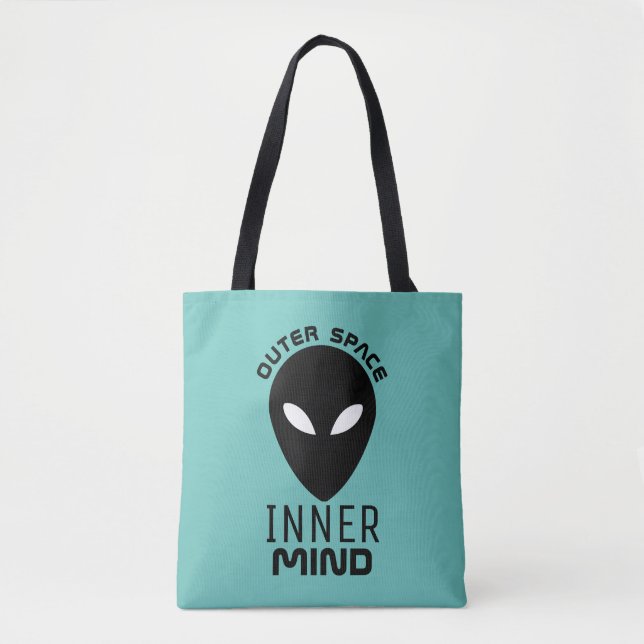 Outer Space Inner Mind, Extraterrestrial Alien Tote Bag (Front)