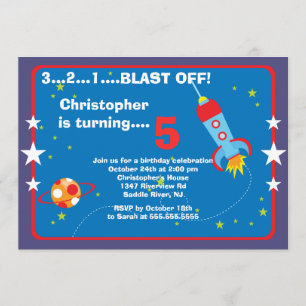 Outer Space Kids Birthday Party Invitation