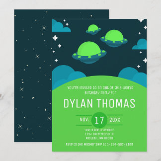 Outer Space Kids Birthday Party Invitation