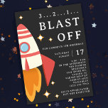 Outer Space Kids Birthday Party Rocket Invitation<br><div class="desc">Outer space kids Birthday party rocket invitations are the perfect addition to any age boy's astronaut or galaxy themed space Birthday party. These invitations feature a simple and modern design that will look great with any of your other space party decorations and supplies.</div>