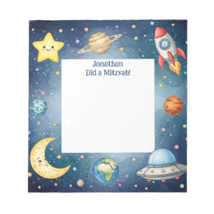 Outer Space Kids Personalised Mitzvah Note Notepad