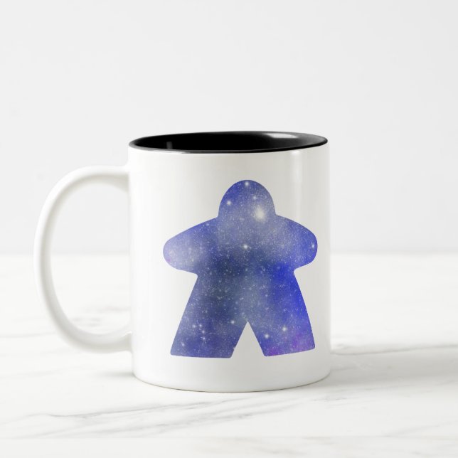 Outer Space Meeple in Blue Two-Tone Coffee Mug (Left)