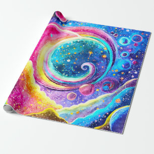 OUTER SPACE   MODERN GALAXY WRAPPING PAPER