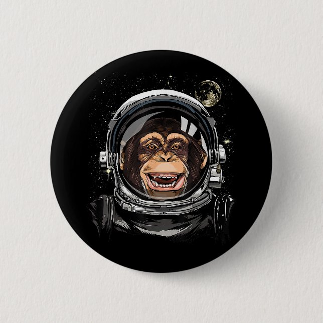 Outer Space Monkey Astronaut Wild Zoo Animal Face  6 Cm Round Badge (Front)