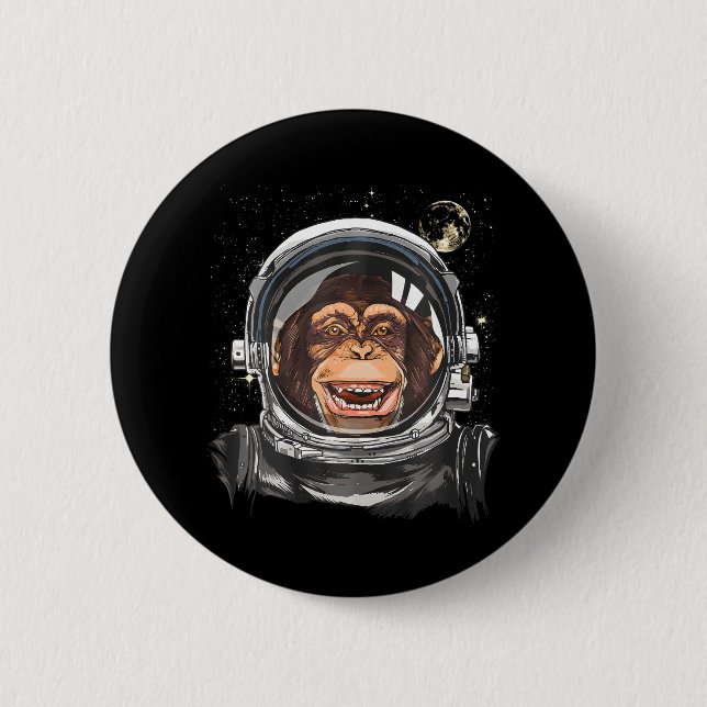 Outer Space Monkey Astronaut Wild Zoo Animal Face 6 Cm Round Badge (Front)