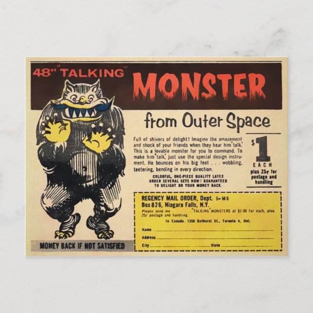 Outer Space Monster Ad Postcard (Front)