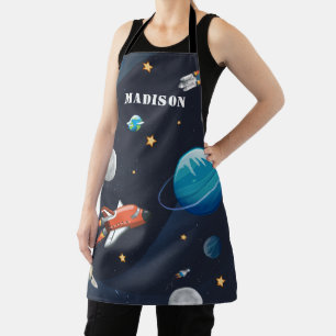 Outer Space Moon Stars Monogram Name Personalised Apron