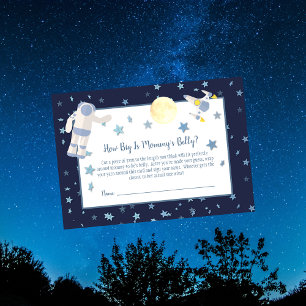 Outer Space Mummy's Belly Size Shower Game   White Enclosure Card