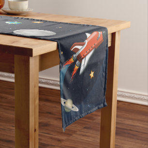 Outer Space Navy Short Table Runner